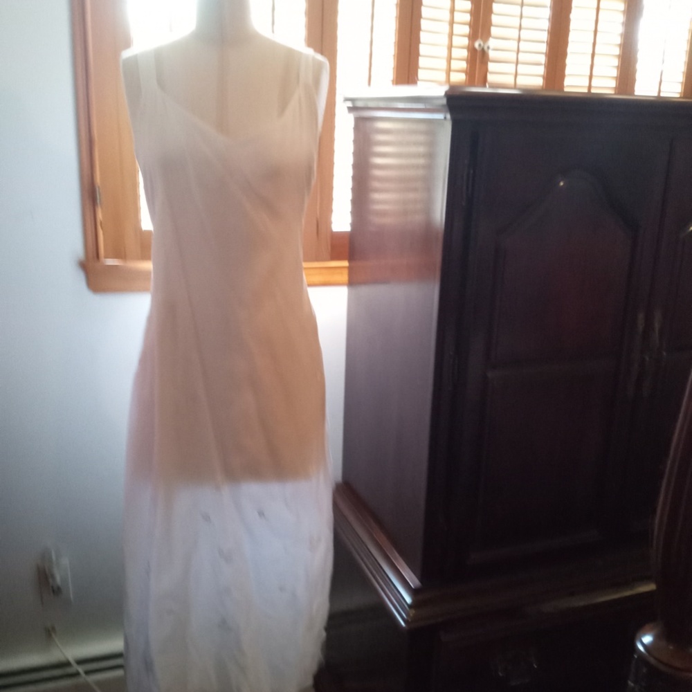 SHARON. WHITE SUMMER COTTON DRESS LINED SIZE L - Picture 3 of 4